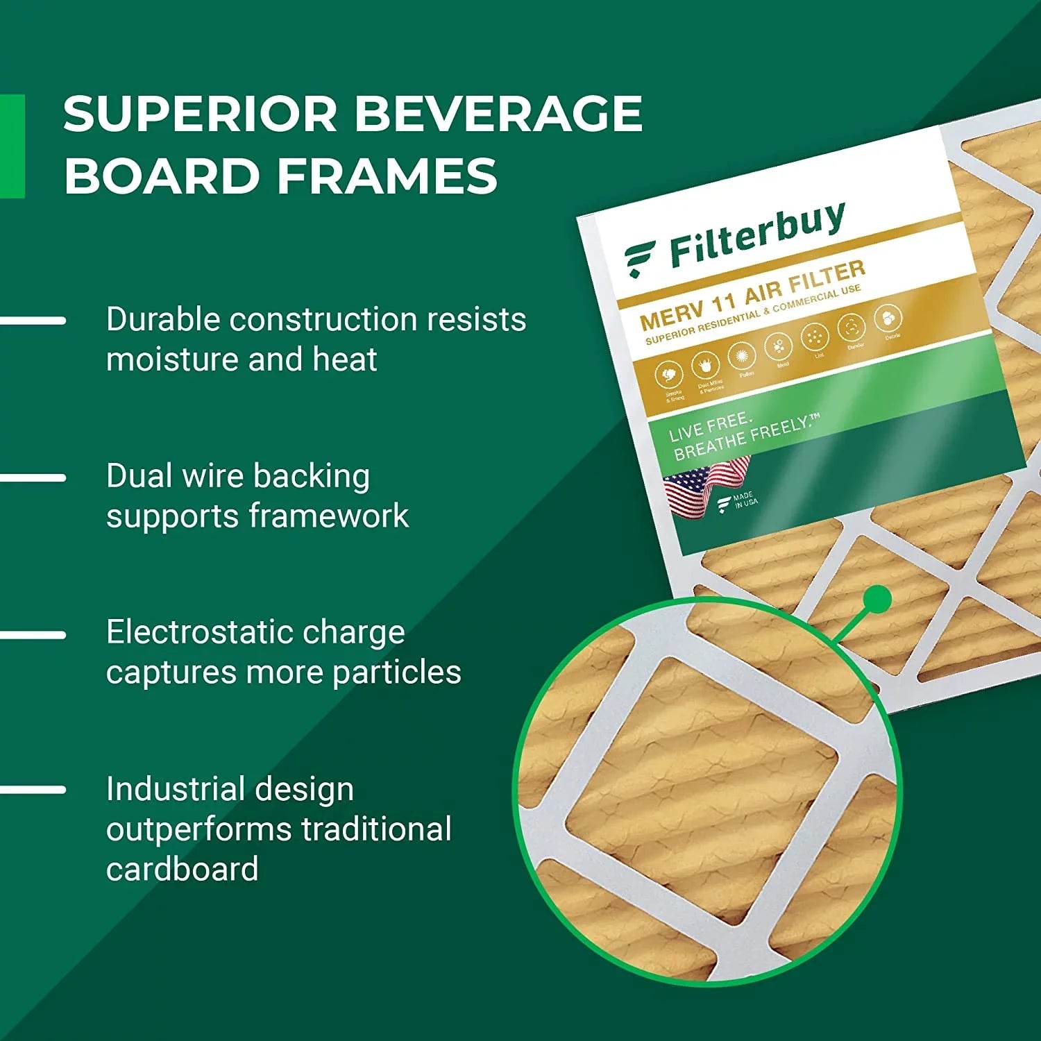 Filterbuy 14x25x1 MERV 11 Pleated HVAC AC Furnace Air Filters (3-Pack)