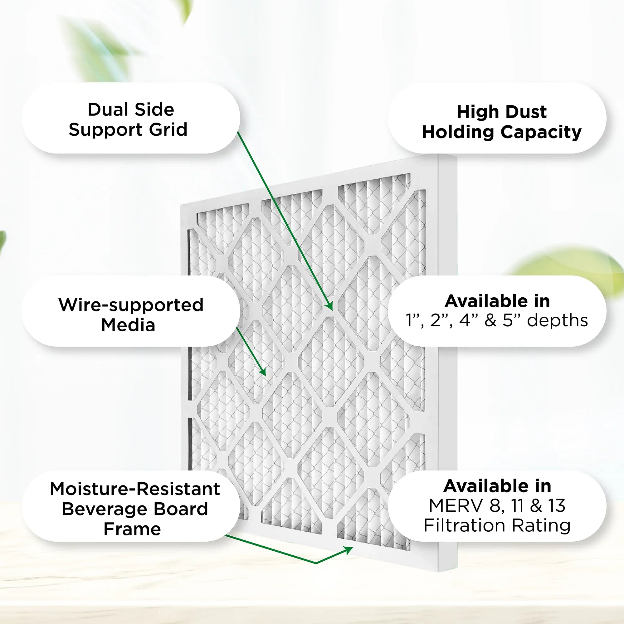 18x20x2 MERV 11, MPR 1000 Pleated AC Furnace 2" Air Filters by Pamlico. Case of 12. Actual Size: 17-1/2 x 19-1/2 x 1-3/4