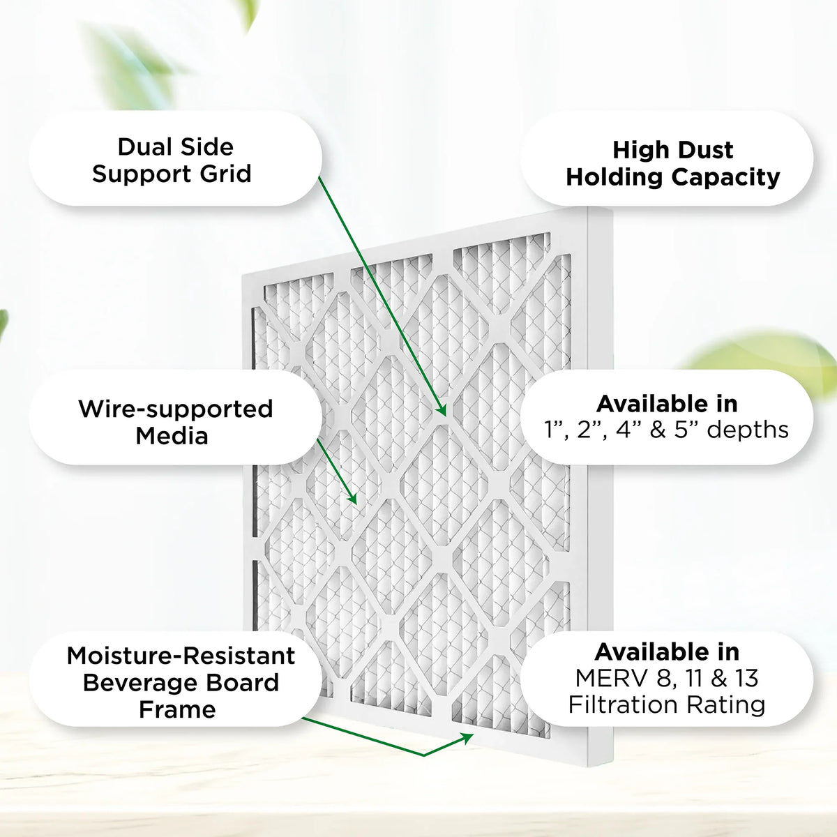 18x24x1 MERV 11, MPR 1000 Pleated AC Furnace 1" Air Filters by Pamlico. Case of 12. Actual Size: 17-1/2 x 23-1/2 x 3/4