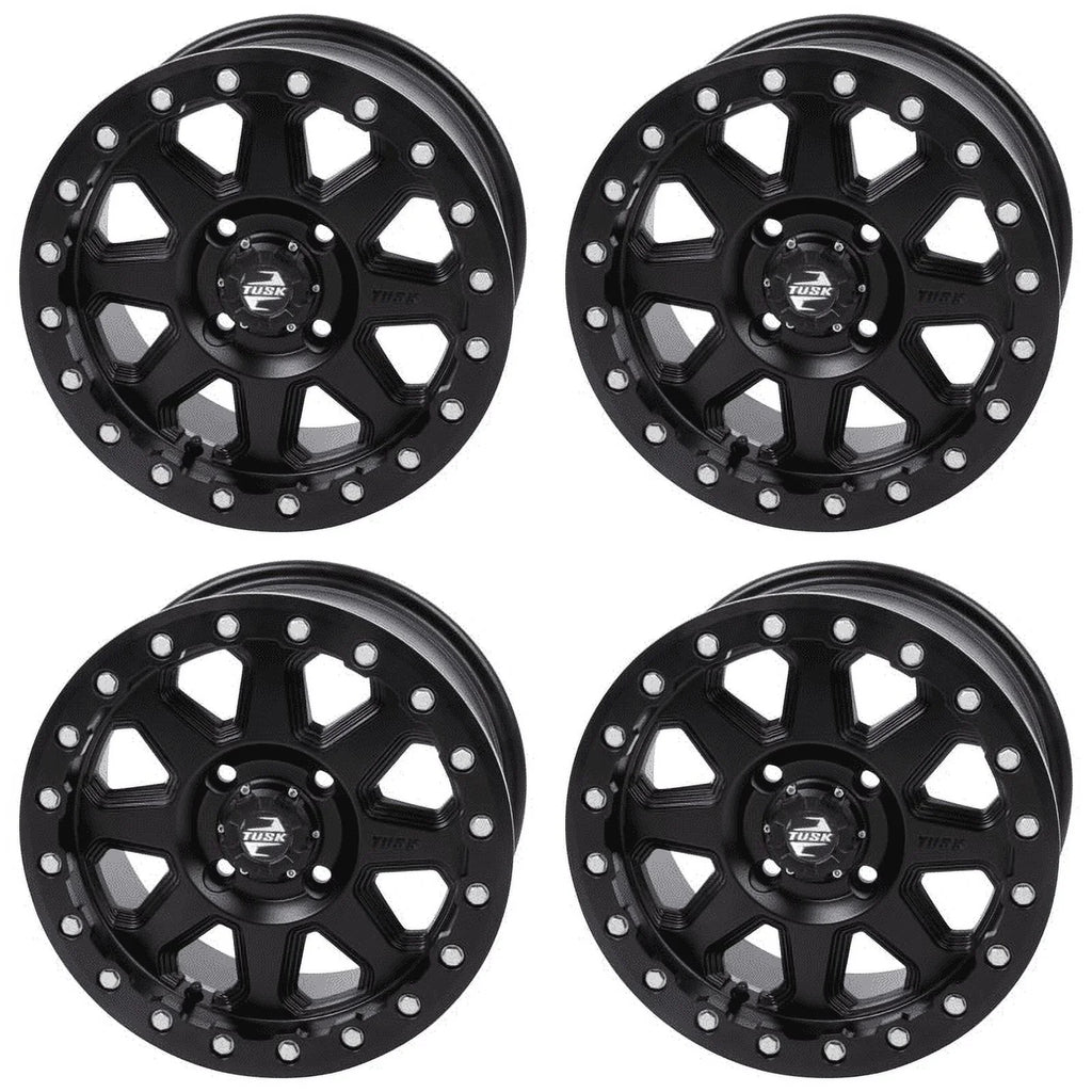 (4 Pack) 4/137 Tusk Uinta Beadlock Wheel 15X7 6.0 + 1.0 Matte Black For Can-Am Defender Hd10 Pro Xt 2020-2023
