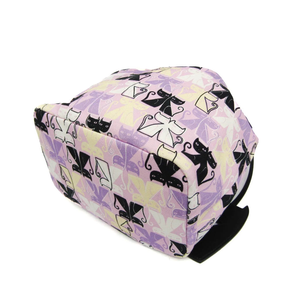 Pre-Owned Miu Miu CANAPA CATS Drawstring Bag 5RM014 Women's Leather,Cotton Pouch Black,Light Purple,Multi-color (Good)