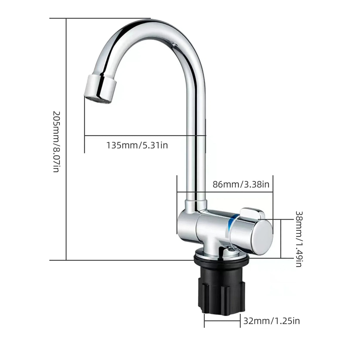 Walmeck Folding Kitchen Faucet Basin Mixer Tap with Water Supply Hoses for RV Yacht Basin