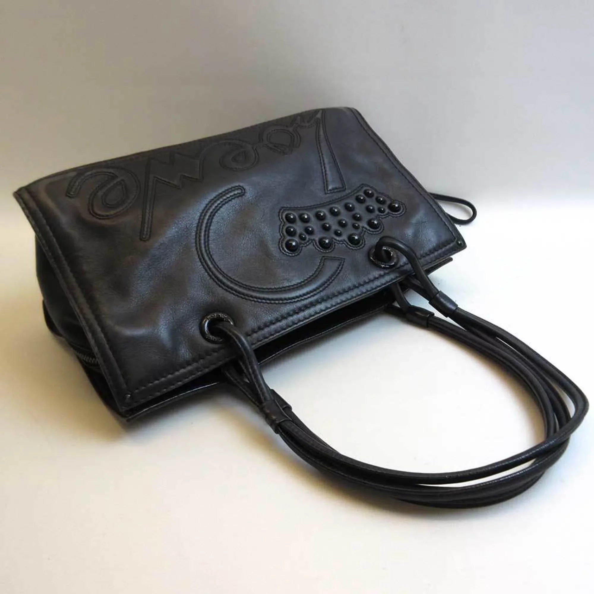 Pre-Owned Loewe Bag Shopper Tote Black Semi-shoulder Women's Leather (Good)