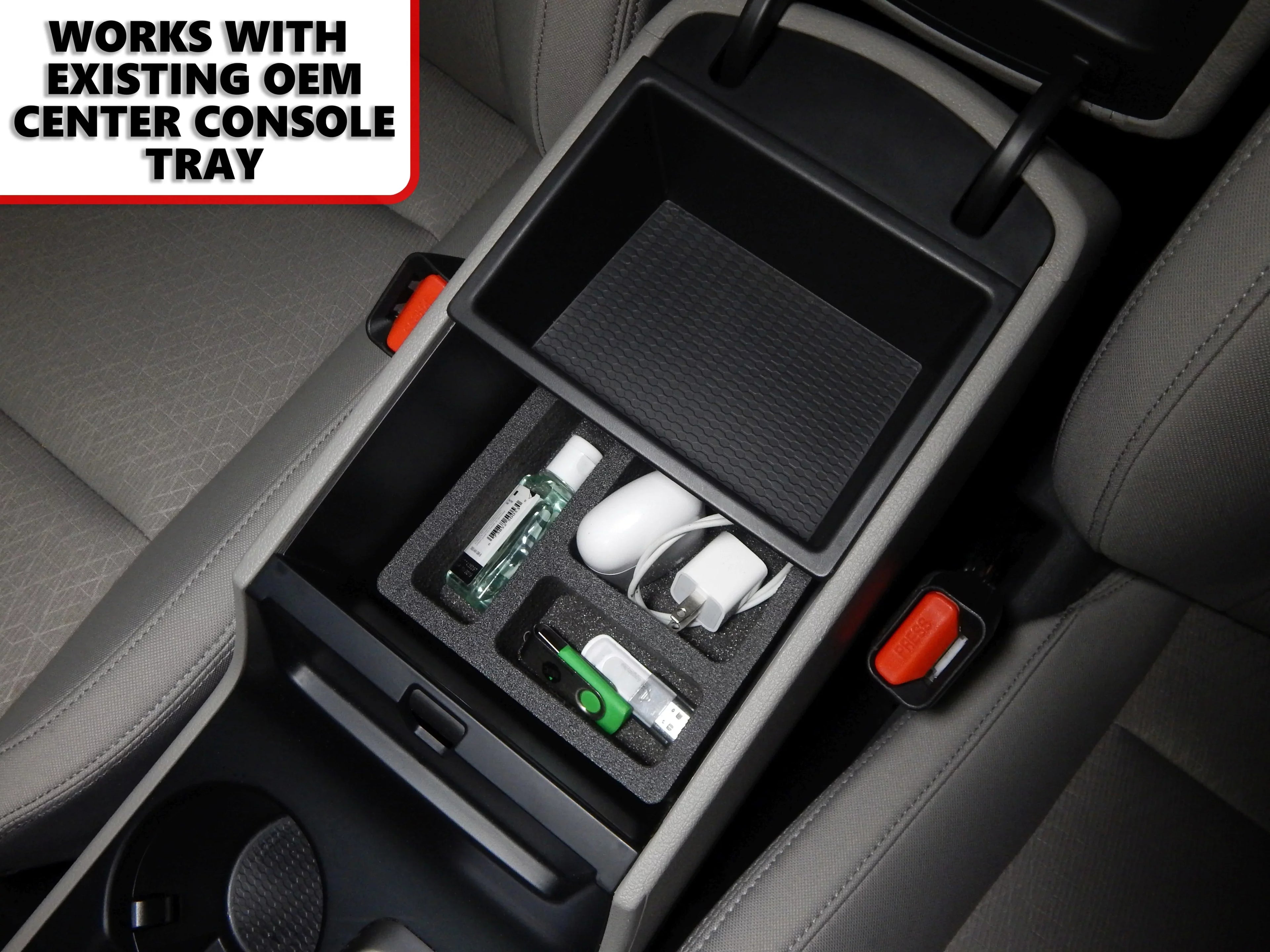 Red Hound Auto Center Console Organizer 2 Piece Stacking Set Vehicle Inserts Suitable with Hyundai Tucson 2016-2019 (Without Hand Brake) Black Anti-Rattle