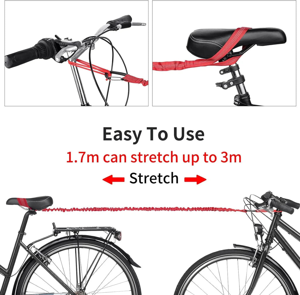 Bicycle Tow Rope Belt Strap Mountain Bike Parent-Child Pull Reflective Traction Portable Outdoor MTB Elastic Bicycle for Adult Kids Children