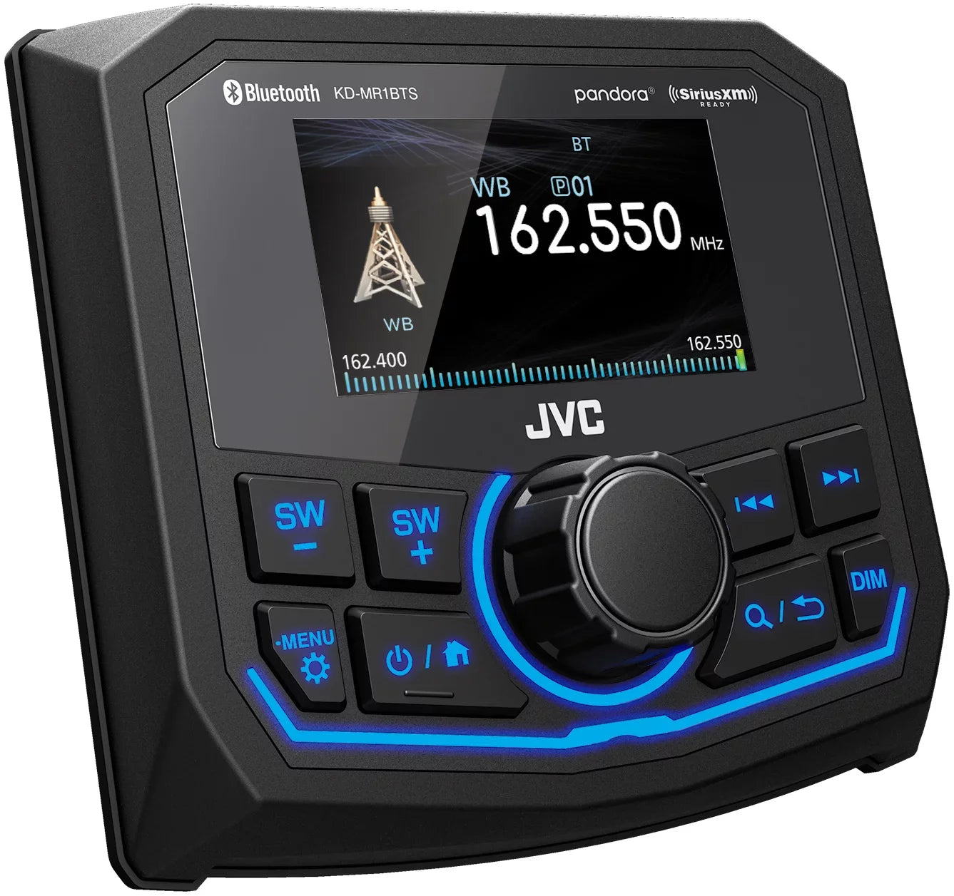 JVC KD-MR1BTS Waterproof Radio Fitting With Stinger Marine SEADASH3B Universal Marine 3" Radio Dash Kit - Black,