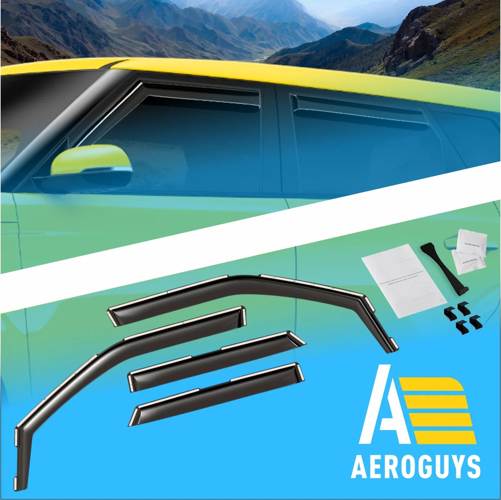 AEROGUYS in-Channel Window Deflectors Extra Long-lasting Window Visors Rain Guards Fit for Kia Soul 2020-2024, Sun Visors, Wind Vent Visors, Car Accessories- 4pcs. AG0284