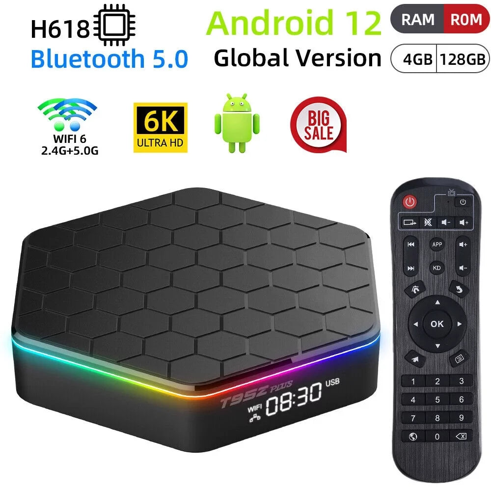 JahyShow 6K HD Stream Player: T95Z Plus Smart Android 12.0 TV Box with 4+128G