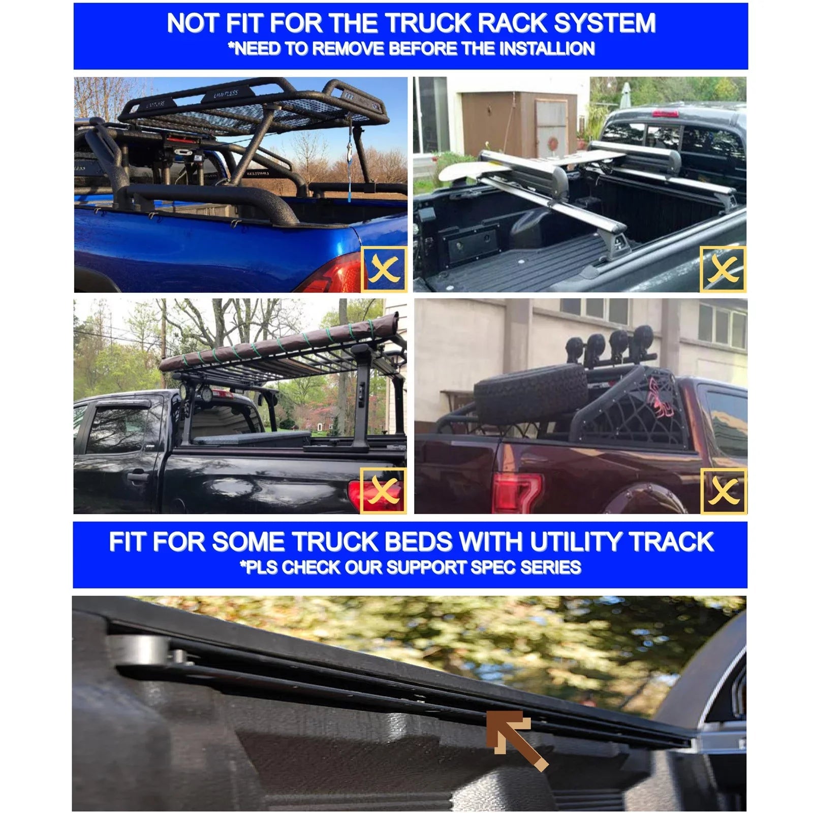 Mamoru Hard FRP Quad-Fold Solid Tonneau Wrap Suitable with 2016 2017 2018 2019 2020 2021 2022 2023 Tacoma 6' / 73.7" Truck Bed Protection | Fit for Deck Rail System