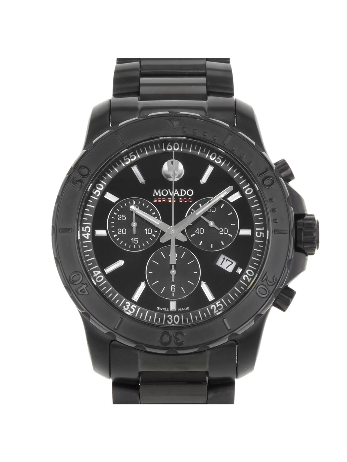 Pre-Owned Movado Series 800 Black PVD Coated Steel Quartz Watch 2600119 (Good)