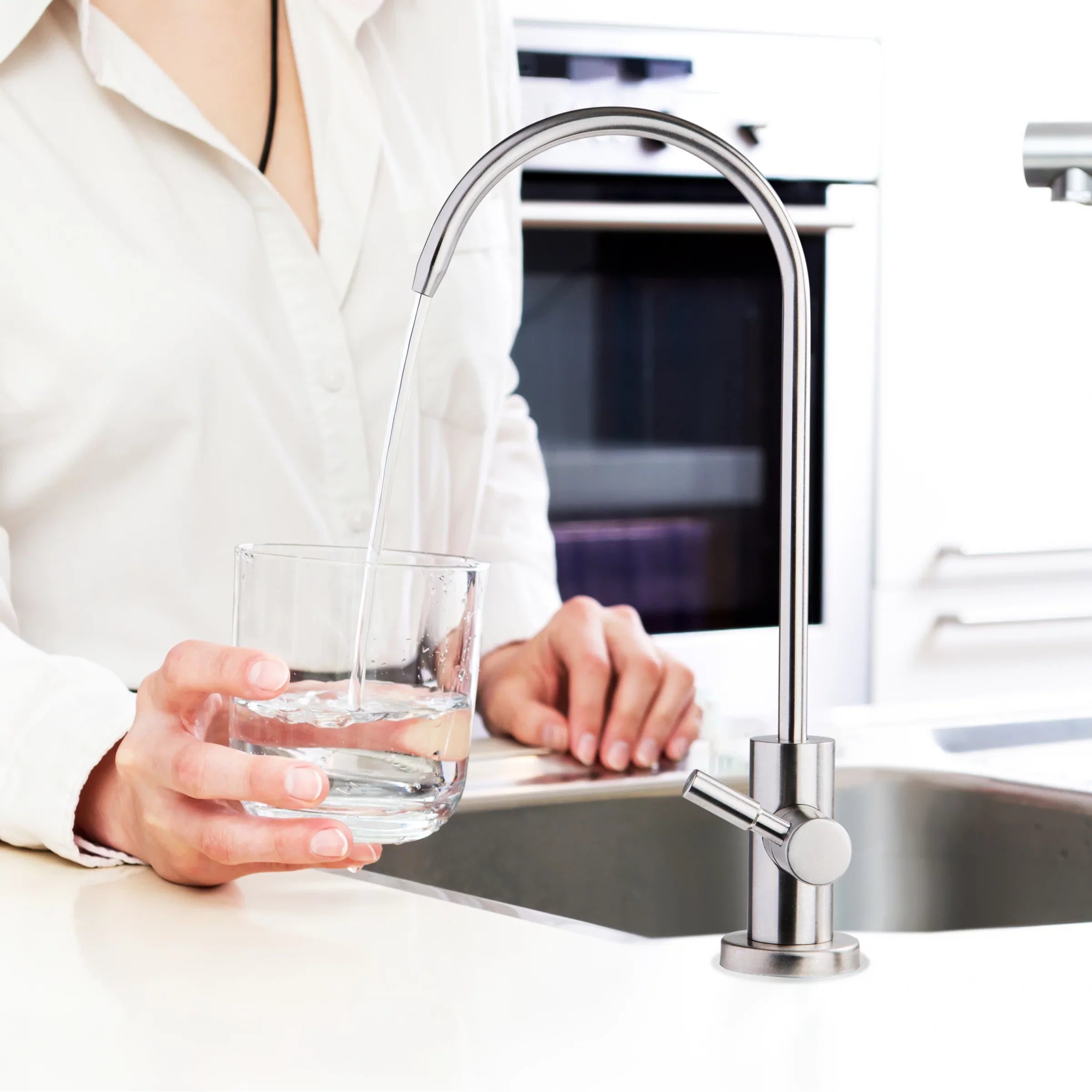 iSpring GA1-SS Premium Stainless Steel Drinking Reverse Osmosis Water Filtration Systems, 100% Lead-Free RO Faucet, Brushed Nickel