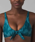 prAna Vivienne Size Small (S) Reversible Front Tie Bikini Top Deep Verde Ikat