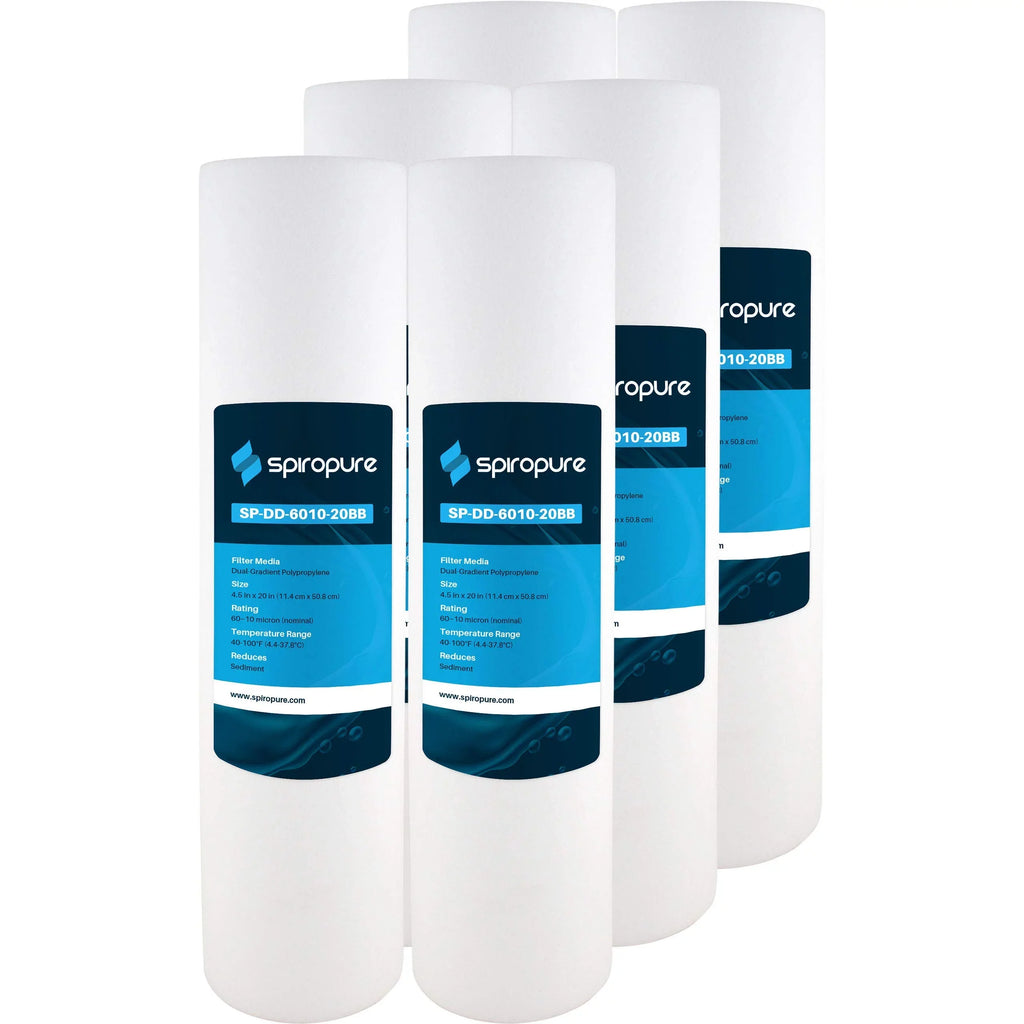 SpiroPure SP-DD-6010-20BB 20x4.5 BB 10 Micron Spun Melt-Blown Polypropylene Water Filter Cartridge SDC-45-2010 (Case of 6)