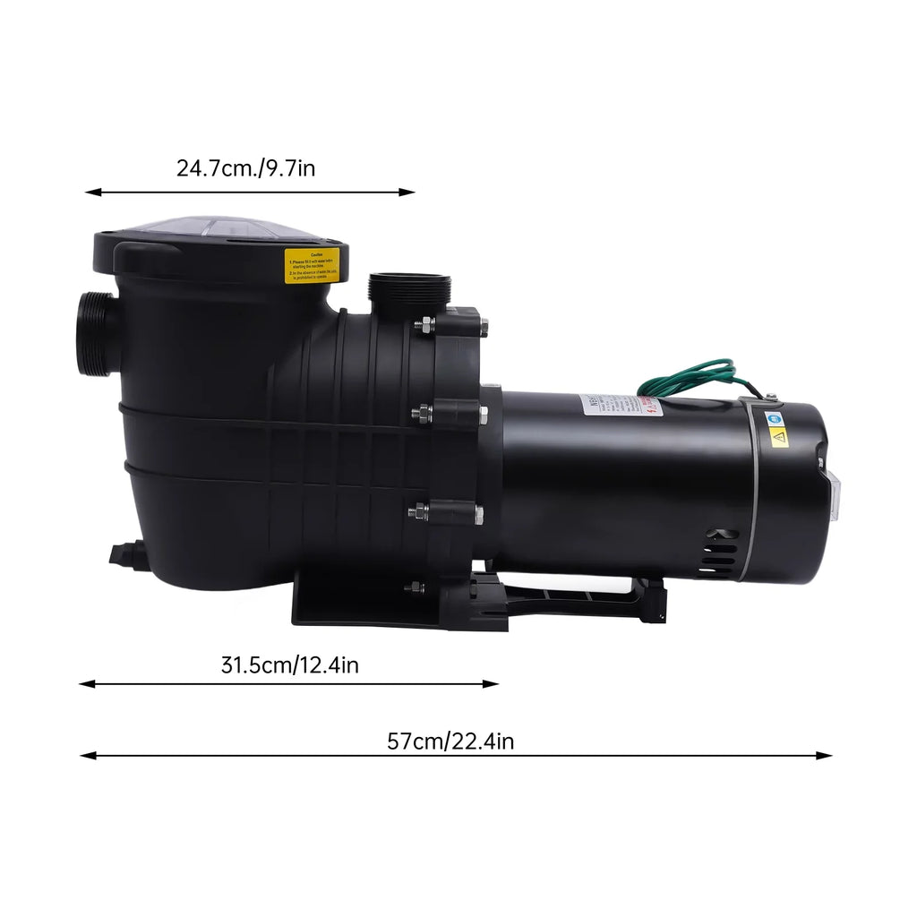 Miumaeov 2HP 6815GPH In-Ground Pool Pump, Dual Voltage Inground/ Above Ground Swimming Pool Pump with Strainer Basket and Connectors