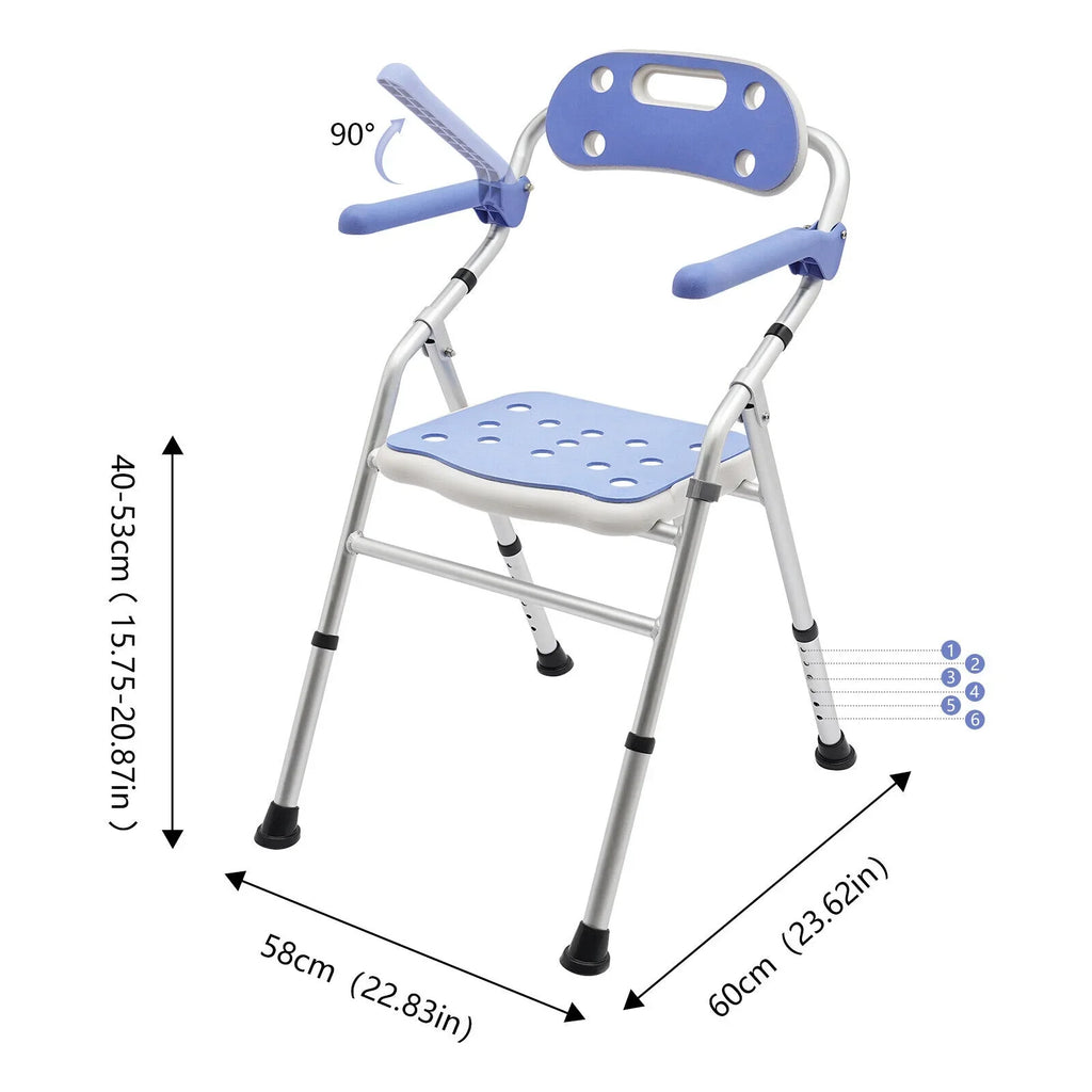 330lbs Folding Shower Chair Bench Bath Seats with Back & Arms Height Adjustable New