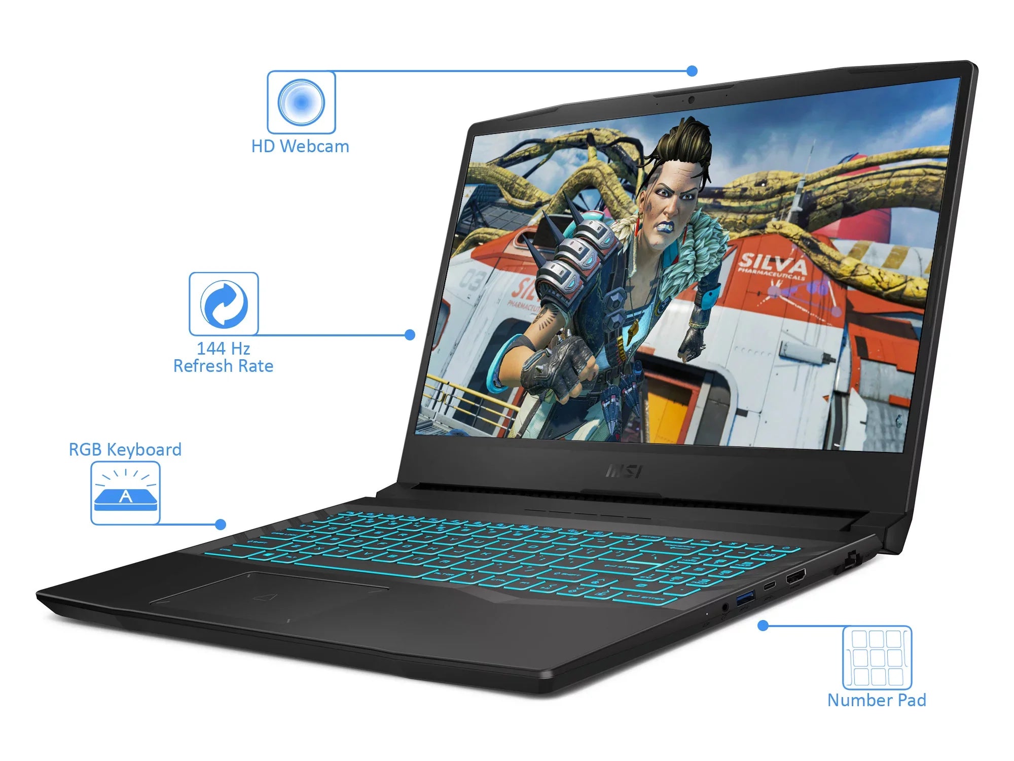 MSI Crosshair 15 Gaming Laptop, 15.6" 144Hz FHD Display, Core i7-11800H Upto 4.6GHz, 32GB RAM, 512GB NVMe SSD, NVIDIA GeForce RTX 3060, HDMI, Wi-Fi, Bluetooth, Windows 10 Home