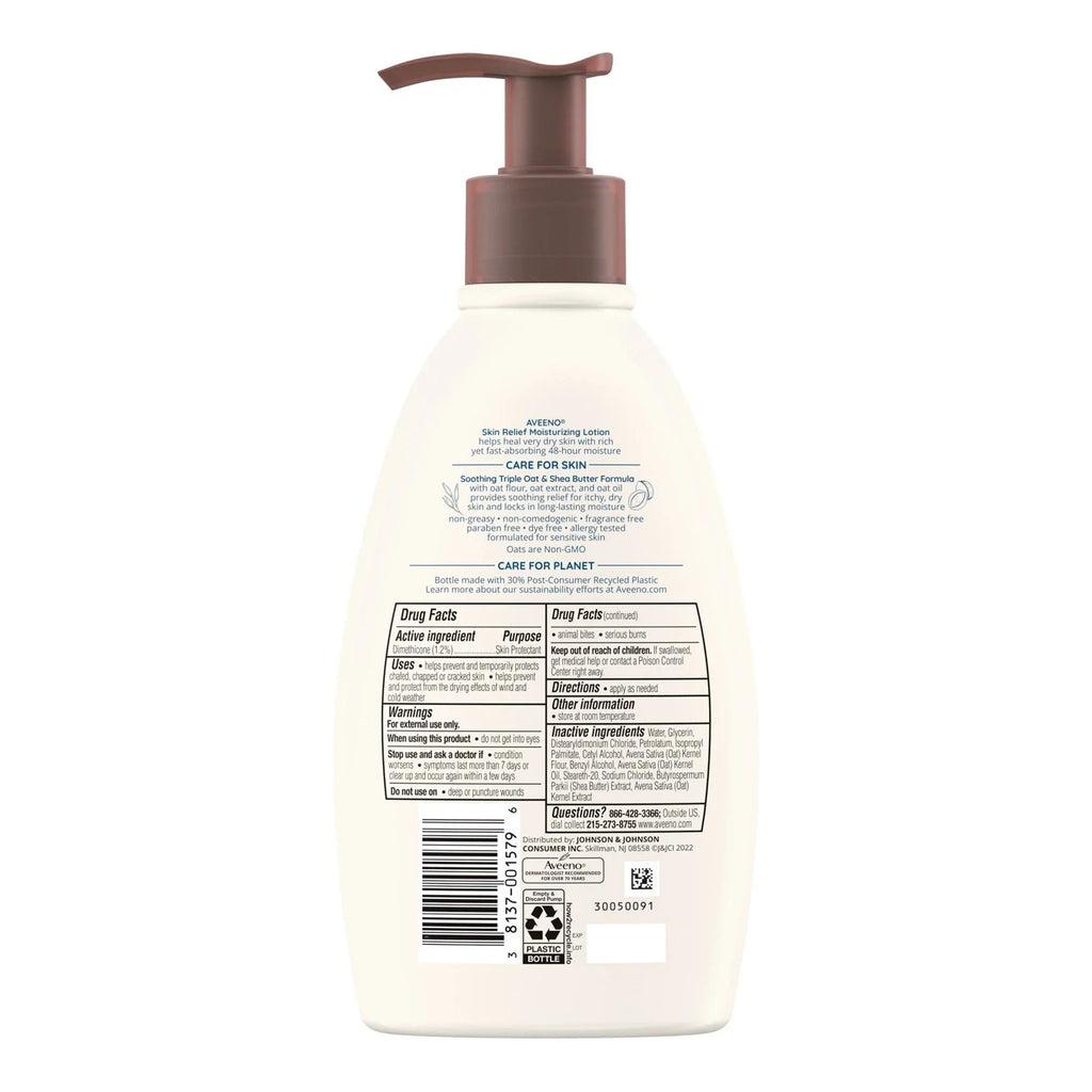 Hand and Body Moisturizer Aveeno Skin Relief 12 oz. Pump Bottle Unscented Lotion (EA/1)