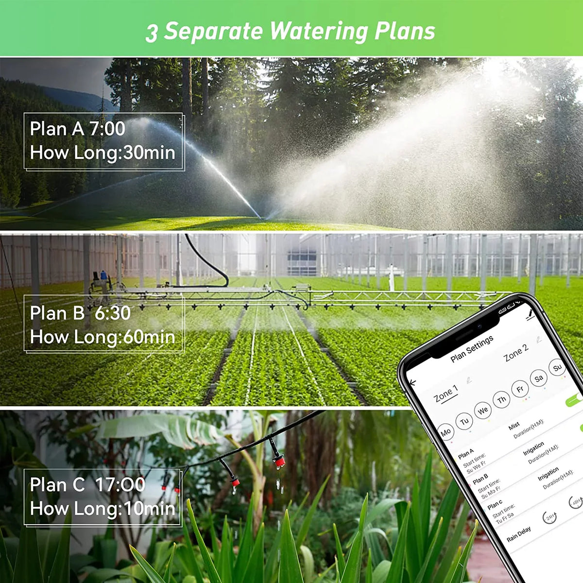 RAINPOINT WiFi Sprinkler Timer 2 Outlets Water Timer, Smart Hose Timer, 2-Zone Watering System Irrigation Valve Controller with Wi-Fi Hub Socket, Automatic Rain Delay, Voice Control, for Garden Lawn