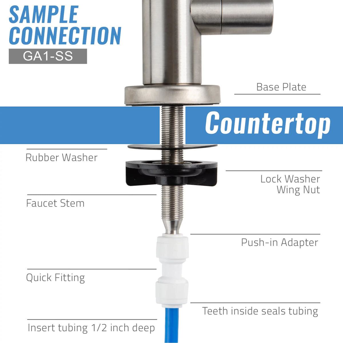 iSpring GA1-SS Premium Stainless Steel Drinking Reverse Osmosis Water Filtration Systems, 100% Lead-Free RO Faucet, Brushed Nickel