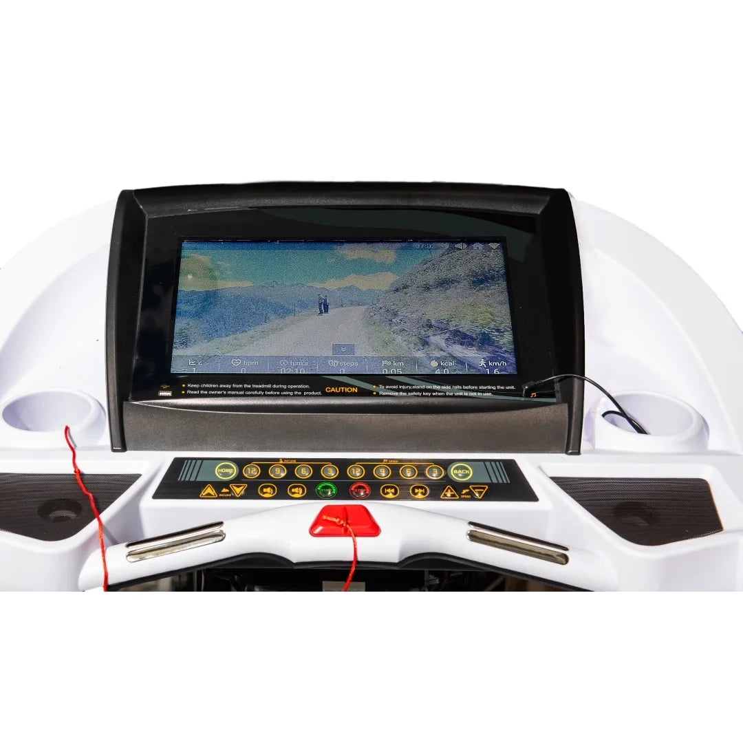 World Best Folding Treadmill by FULLAFITT, 4.5HP, Massage Belt, Wide LED Monitor, Bluetooth, Speakers, Preset Programs, Pulse Grip, Pressure Free Running Board