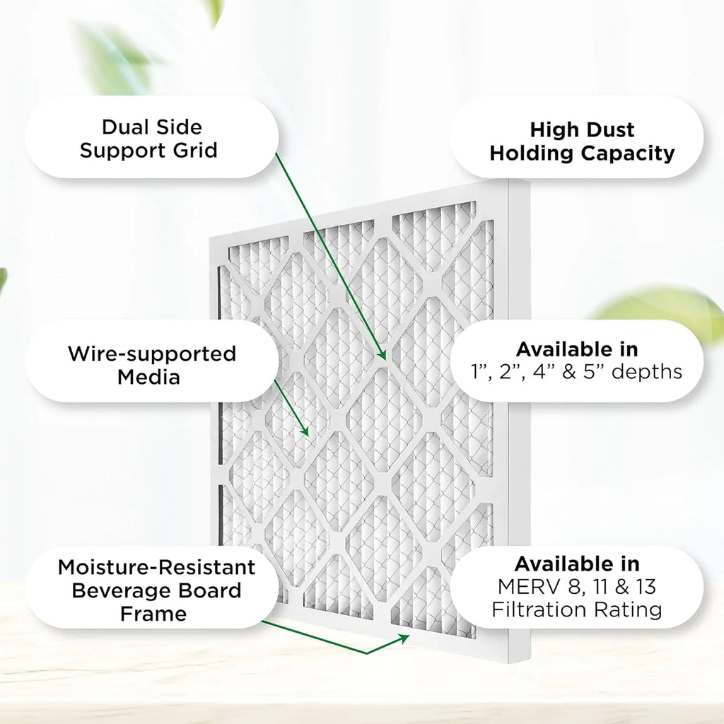 12X20x1 MERV 8 Pleated HV Furne Air Filters. Case Of 12. Ext Size: 11-1/2 X 19-1/2 X 3/4
