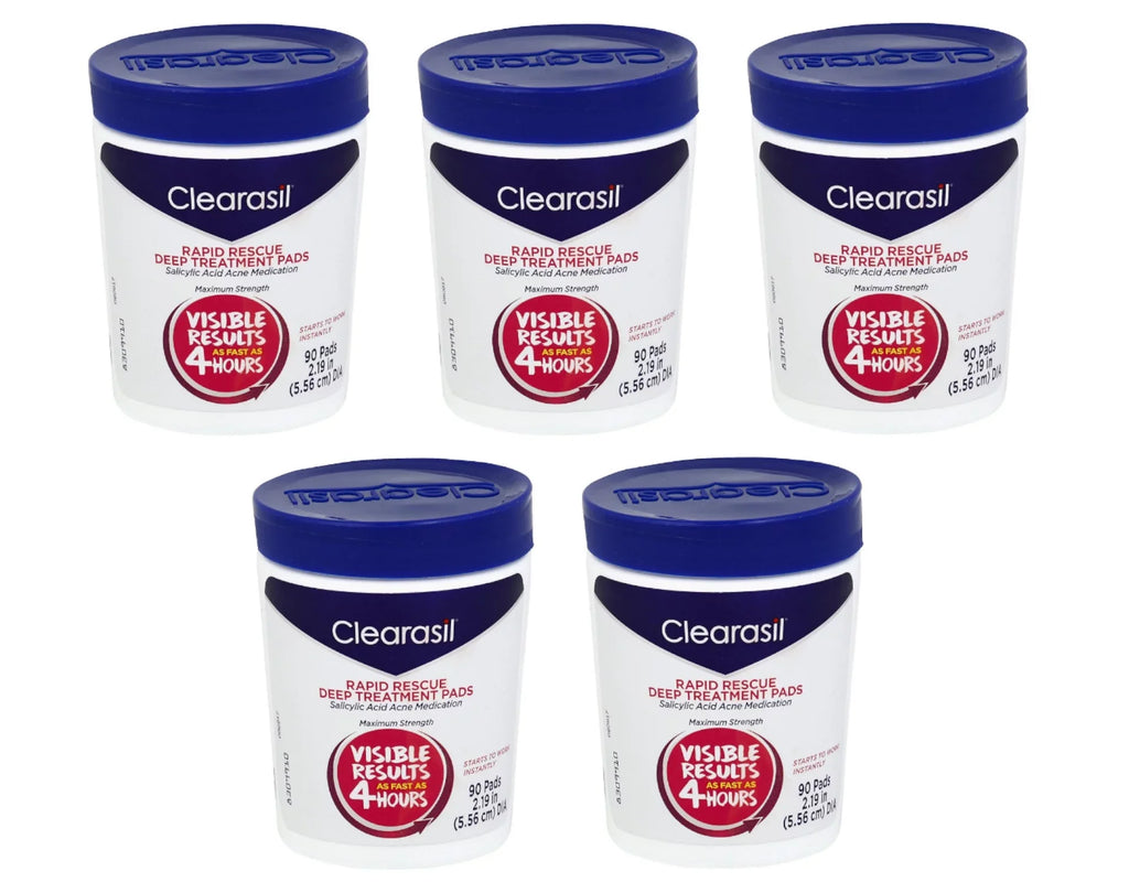 Clearasil Rapid Rescue Deep Treatment Acne Pads, 90 Count - Pack of 5