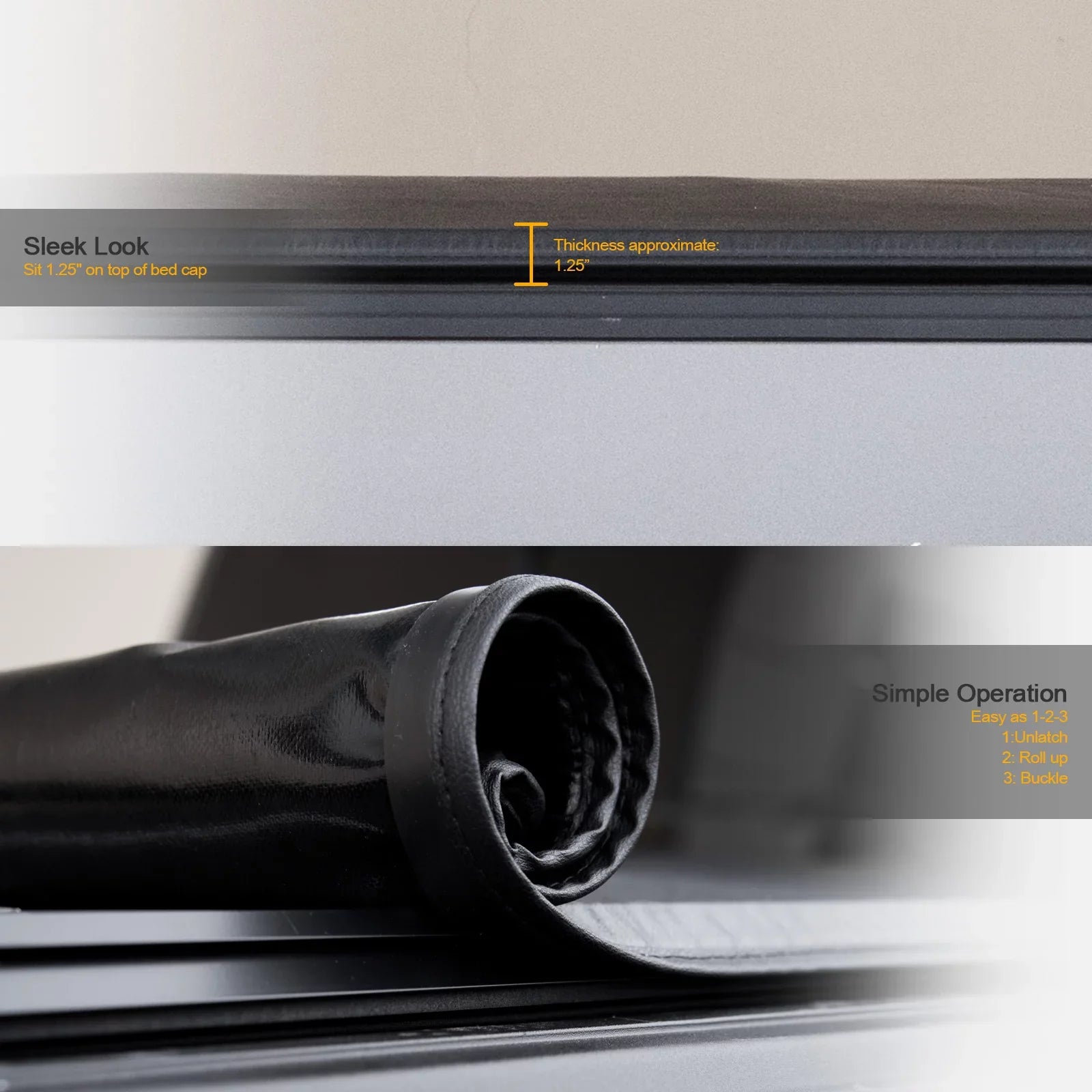 Stehlen 714937188747 Lock And Roll Up Tonneau Protection - Black For 2015-2022 Chevy Colorado / GMC Canyon 6 Feet ( 72" ) Bed