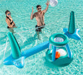 Inflatable Pool Float Set Volleyball Net & Basketball Hoops Balls