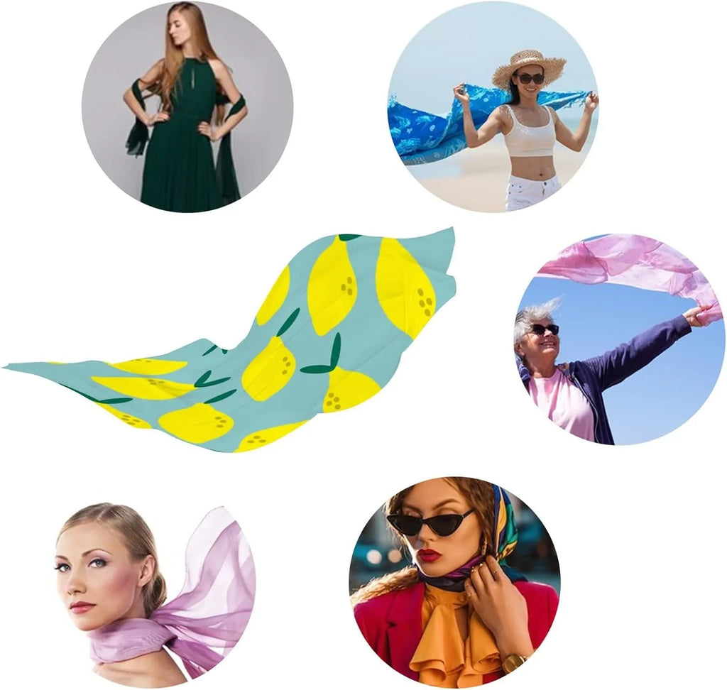 Hyjoy Simple Lemon Pattern Long Silk Neck Scarf Lightweight Shawl Wrap Scarves for Women Girls