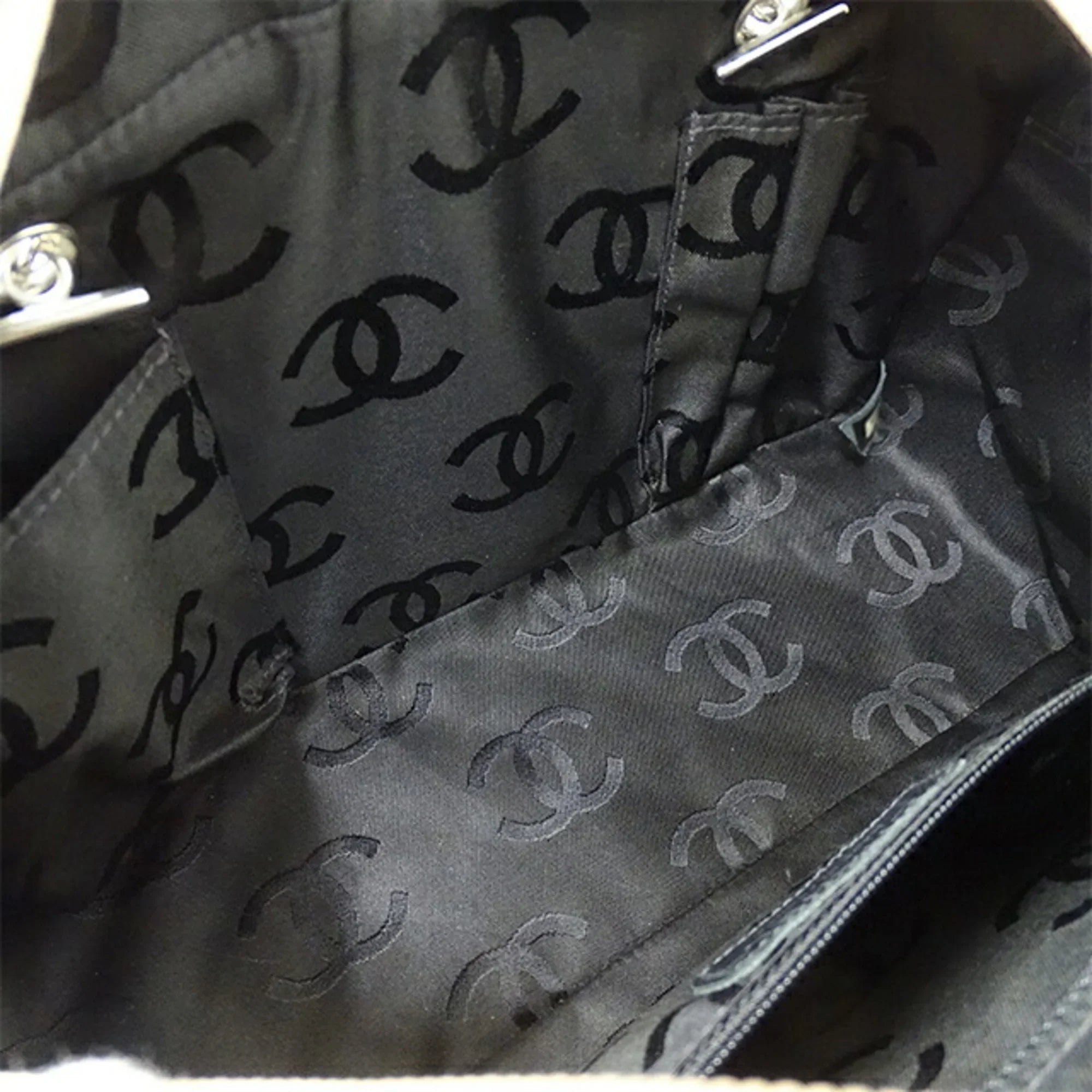 Pre-Owned CHANEL Bag Cambon Women's Handbag Lambskin Beige Black (Fair)