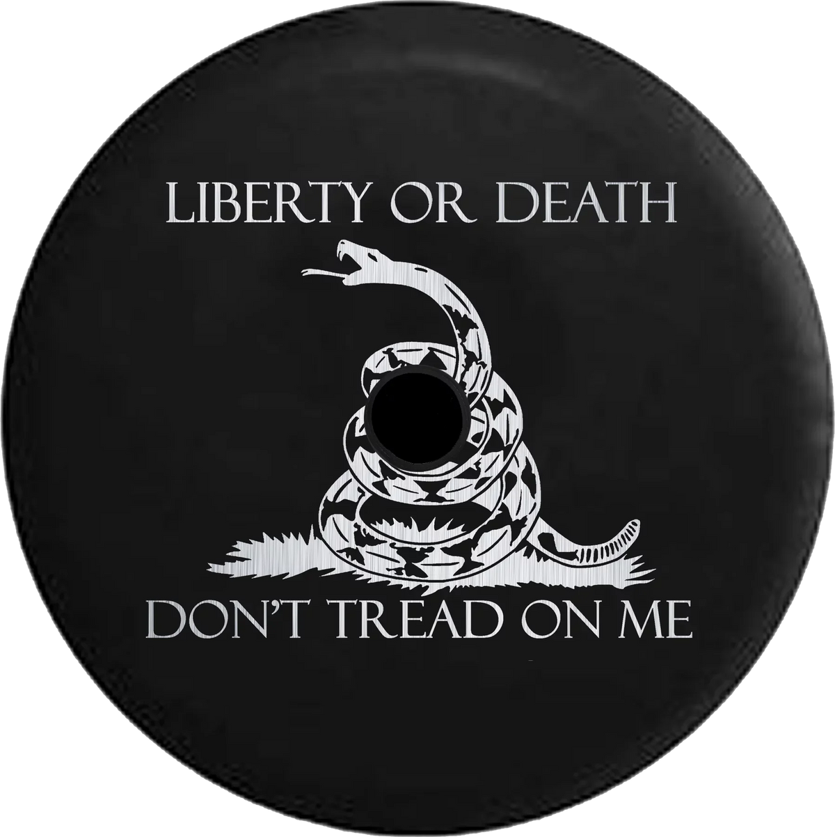 2018 2019 Wrangler JL Backup Camera Liberty or Death Don't Tread on Me Snake Brushed Steel Spare Tire Protection for Jeep RV 32 Inch