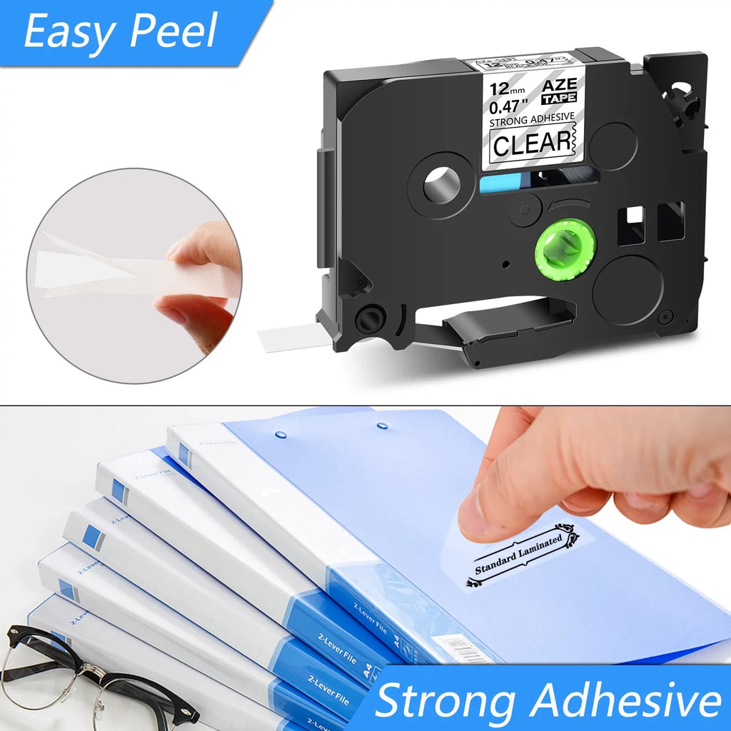 GREENCYCLE 30PK Matching for Brother P-touch Black on Clear 12mm TZ TZe TZe-S131 TZ-S131 TZ-131 TZe-131 Extra Strength Laminated Label Tape
