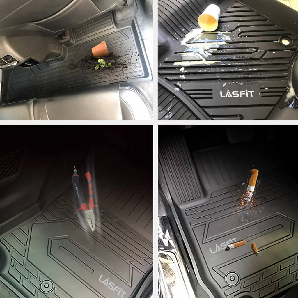 Lasfit Floor Liners for 2013- 2015 Jeep Grand Cherokee （Fit Bench Seating ONLY）,for 2013-2021 Dodge Durango (Fit Bench Seating on 2nd Row only),All Condition Fit TPE Floor Mats Set