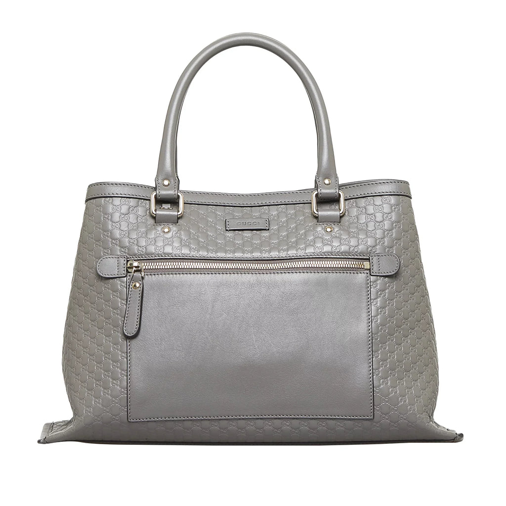 Pre-Owned Authenticated Gucci Microguccissima Satchel Calf Leather Gray Unisex (Good)