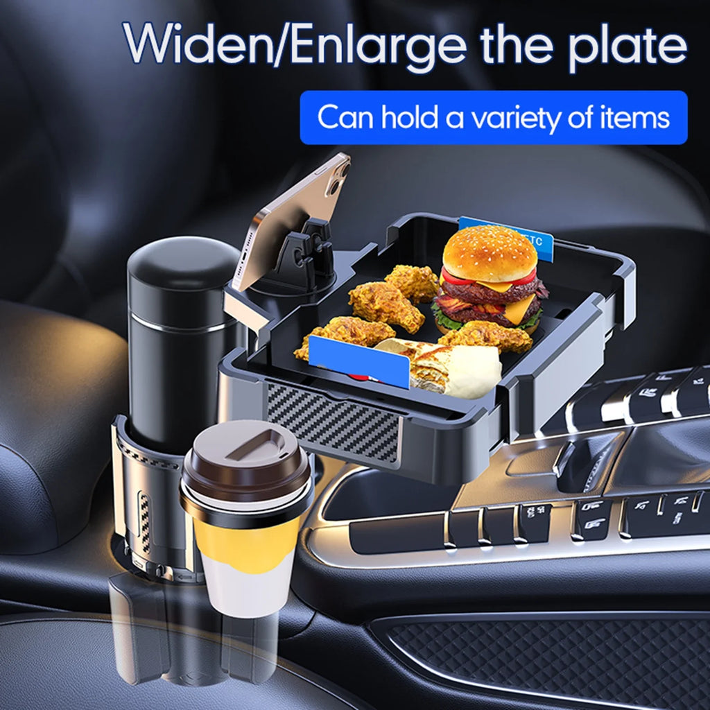 moobody Multifunctional Car Cup Holder Tray, Dual Adjustable Holder, 4IN1 Design for Conveniently Expanding Storage Space in the Car
