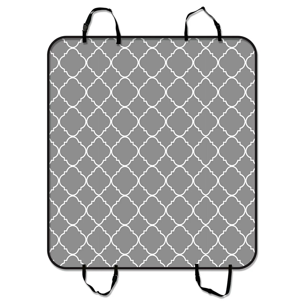 GCKG Light Grey Quatrefoil Pattern Pet Car Seat Coating Dog Car Seat Mat Hammock Cargo Mat Trunk Mat For Cars Trucks and SUV 54x60 inches