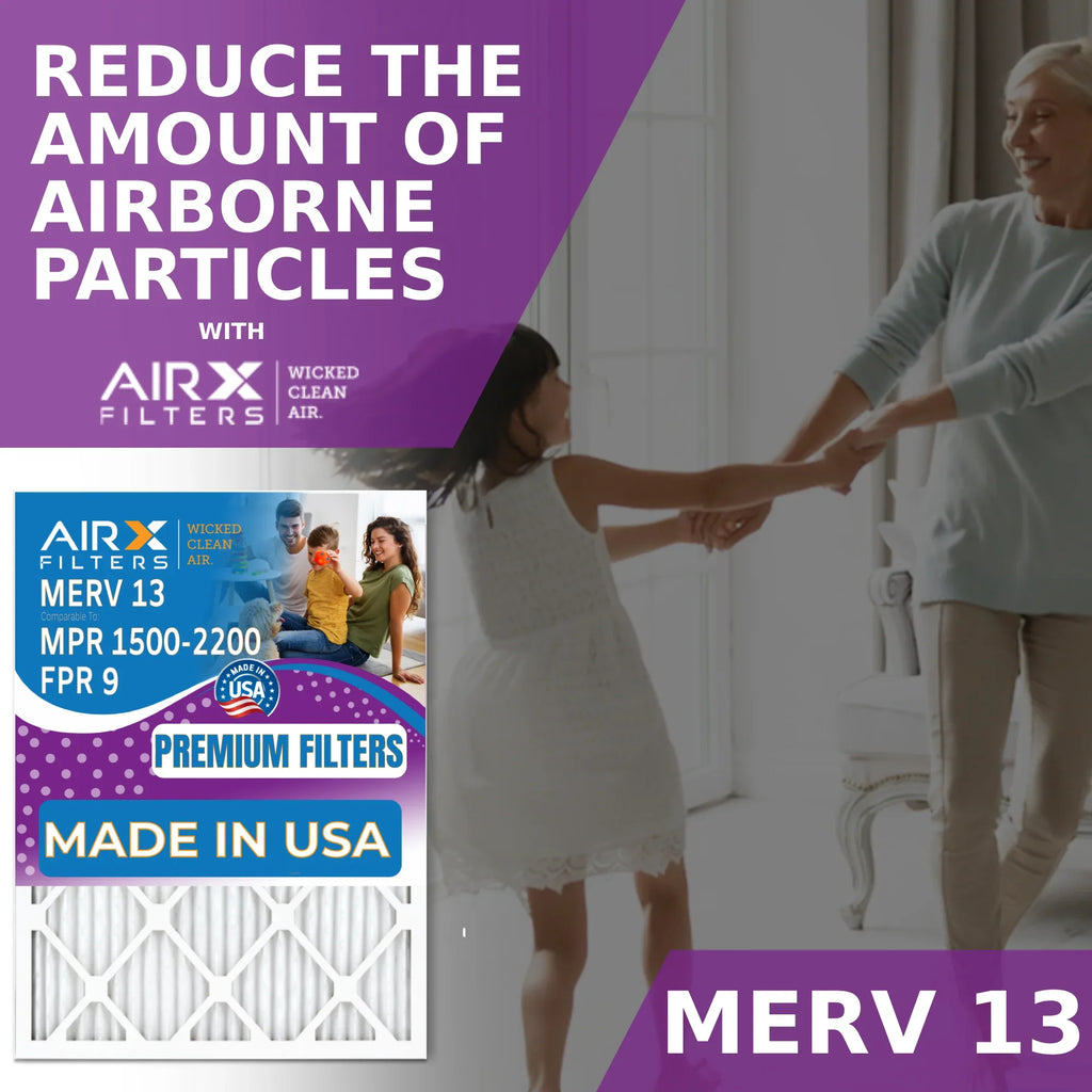 16x25x5 Air Filter MERV 13 Comparable to MPR 1500 - 2200 & FPR 9 Suitable with Skuttle #000-0448-001 DB-25-16 Premium USA Made 16x25x5 Furnace Filter 2 Pack by AIRX FILTERS WICKED CLEAN AIR.