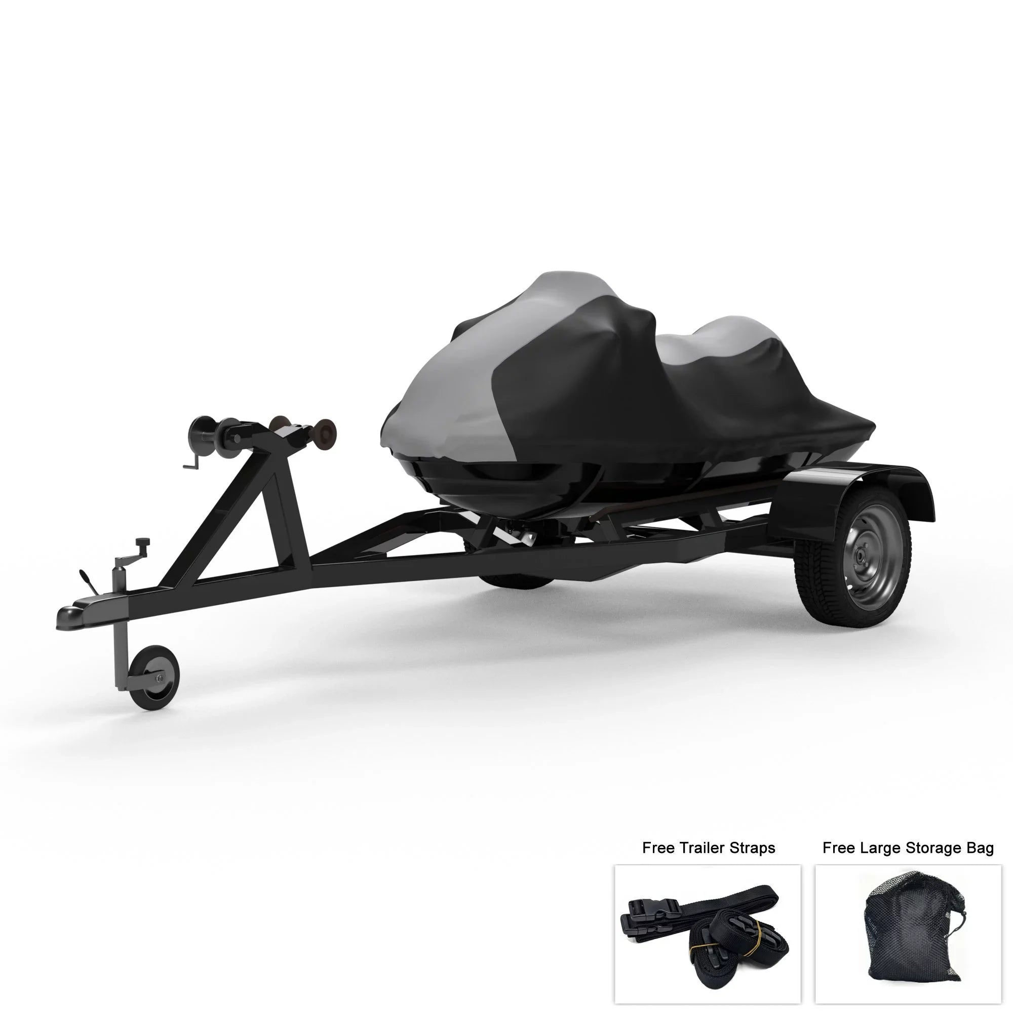 Climate Jet Ski Protection For SEA DOO GTI SE 155 130 2014-2016 - GRAY / Black Color - All Environment - Trailerable - Protects from Rain, Sun, UV Rays, And More! Includes Trailer Straps And Storage Bag