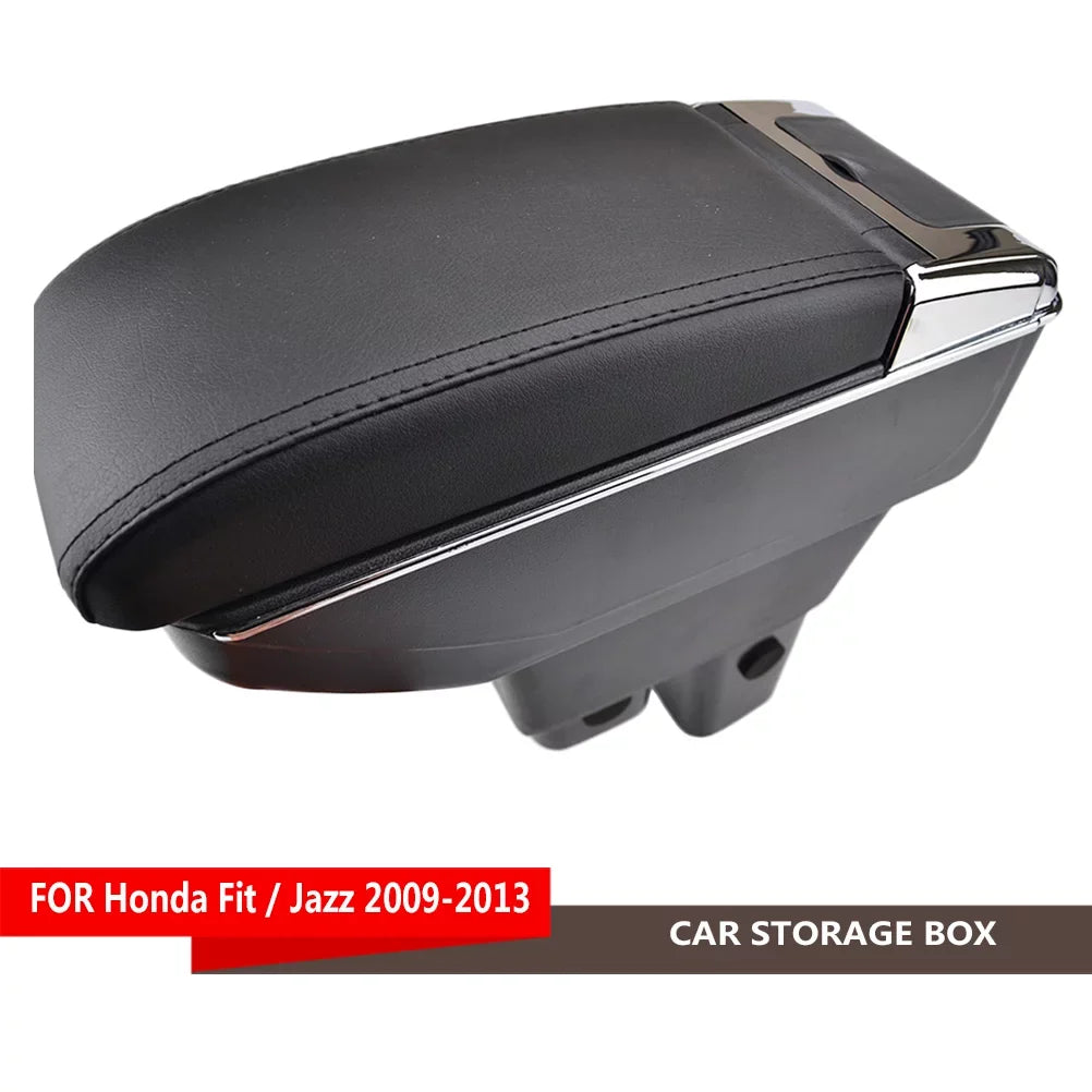 Dual-layer Car Arm Rest Center Console Armrest Box Tray For Honda Fit Jazz 2009-2013