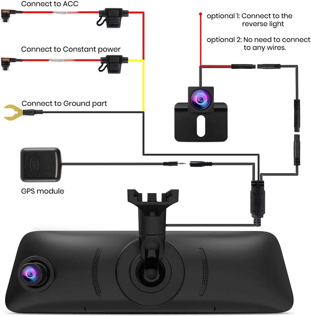Auto-Vox Rear View Mirror 9.35'' Monitor Camera OEM Look Touch Screen Mirror Dash Cam, Dual Camera 1080P Super Night Vision Car Backup Camera(V5 PRO)
