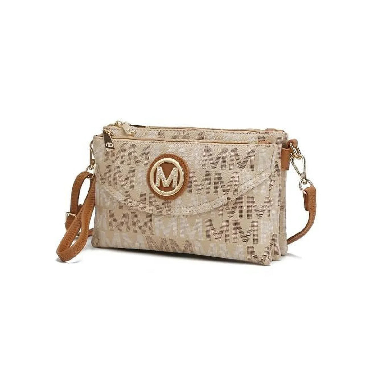 MKF Collection by Mia K. MKF-MU6363BG Ishani Five Compartments M Signature Crossbody Bag