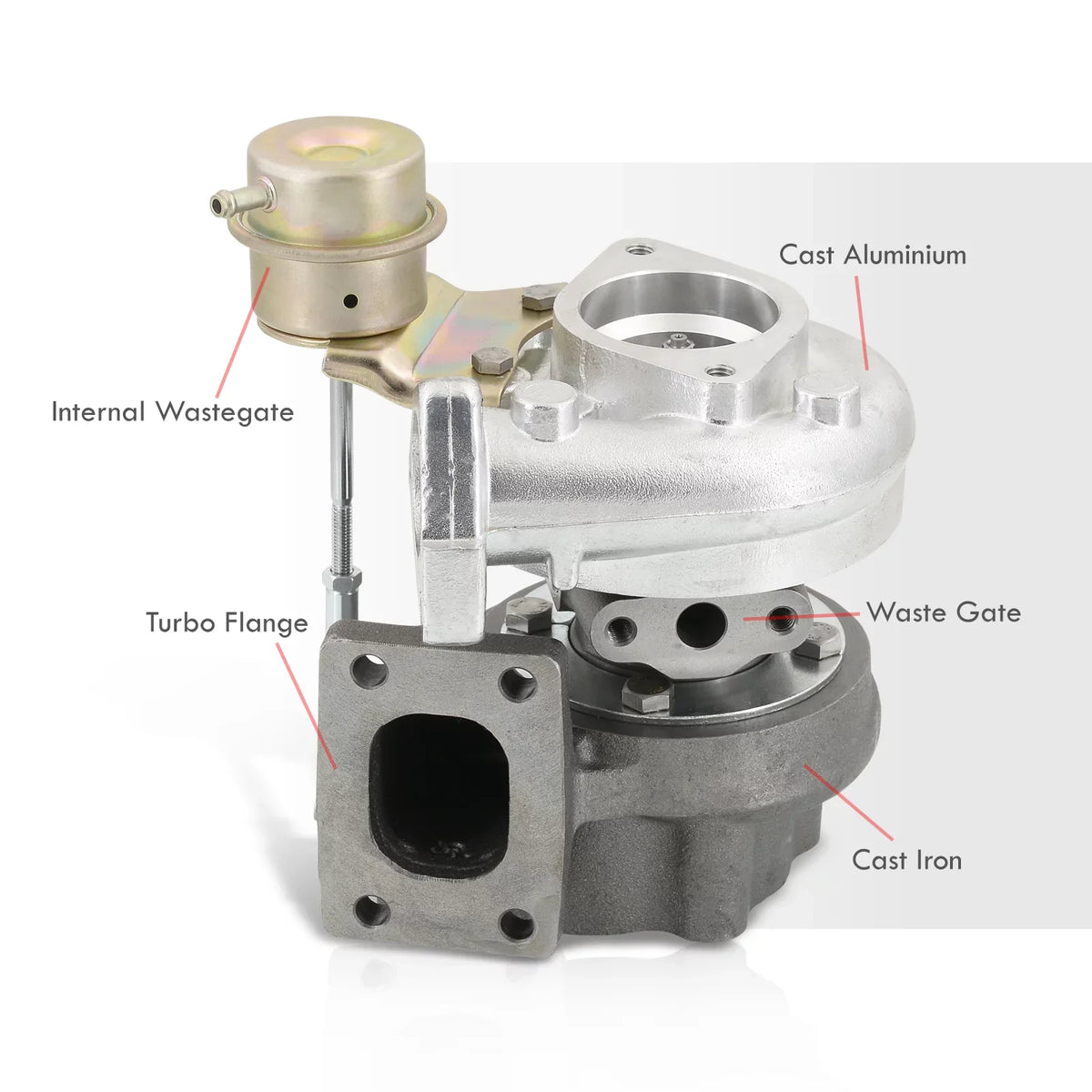 AJP Distributors T25 T28 Hybrid Turbo Charger Oil & Water Cooled Turbocharger + Wastegate 0.86 A/R Turbine 0.60 AR Compressor Ball Bearing 5-Bolt Outlet Flange Suitable For Universal Car