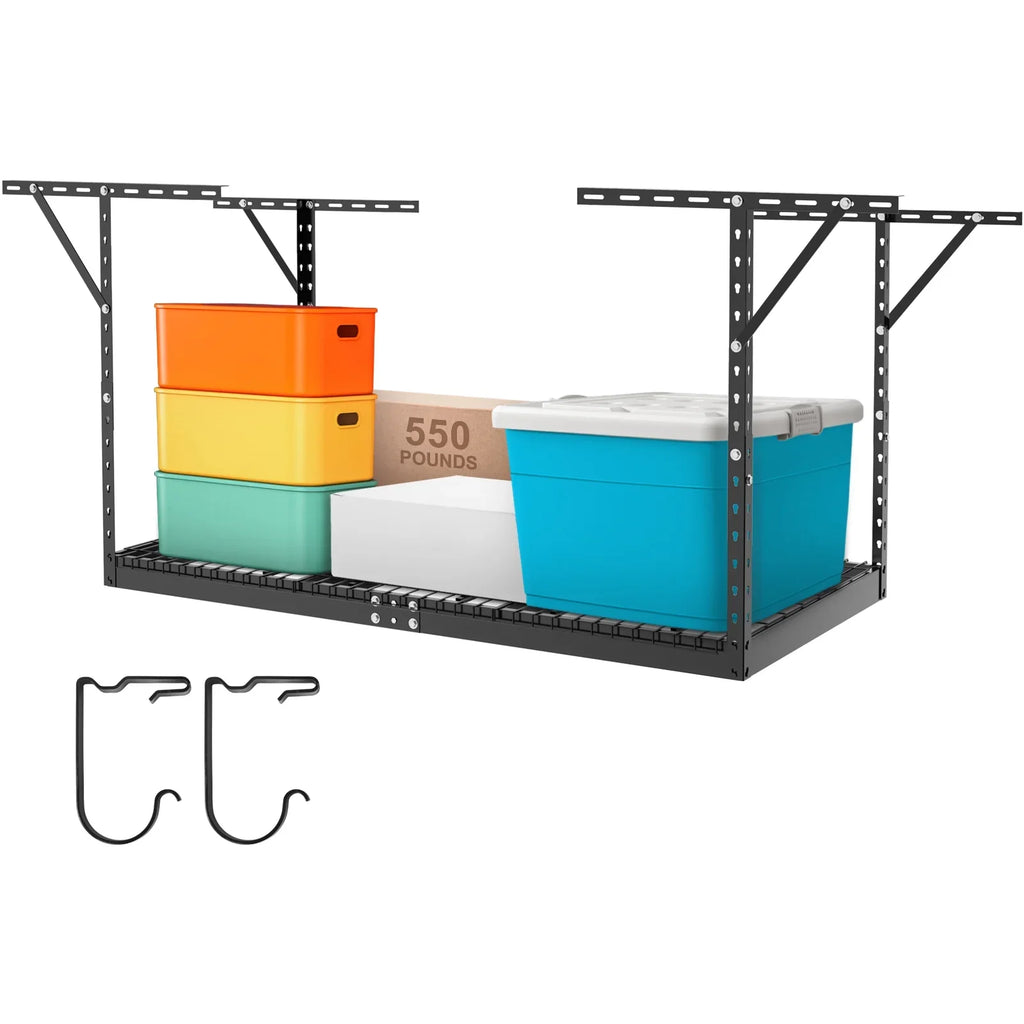 SKYSHALO Overhead Adjustable Garage Storage Rack 36x72" Ceiling Rack 550 lbs Black