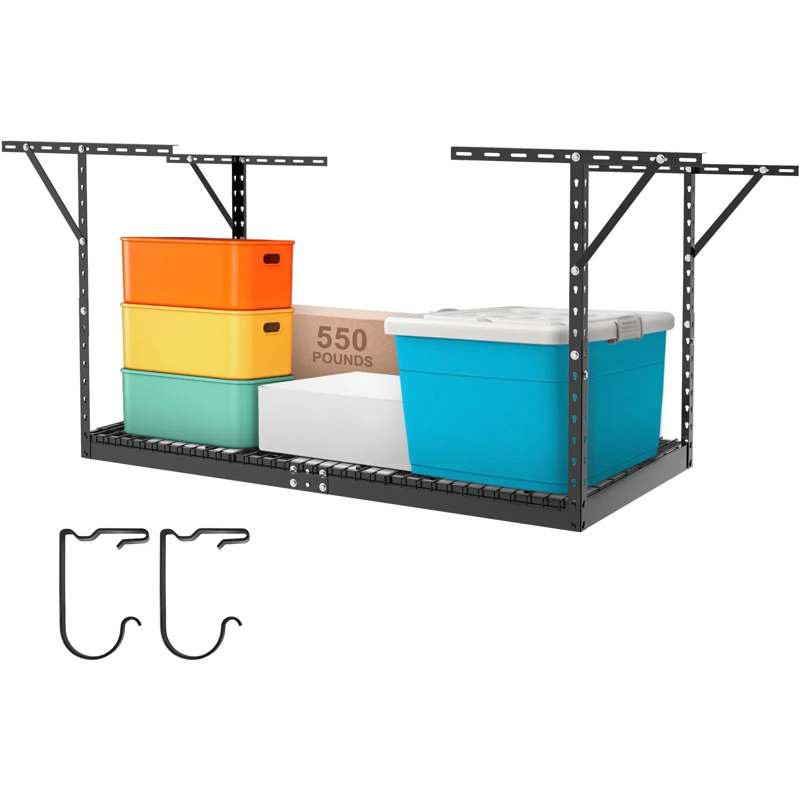 SKYSHALO Overhead Adjustable Garage Storage Rack 36x72" Ceiling Rack 550 lbs Black