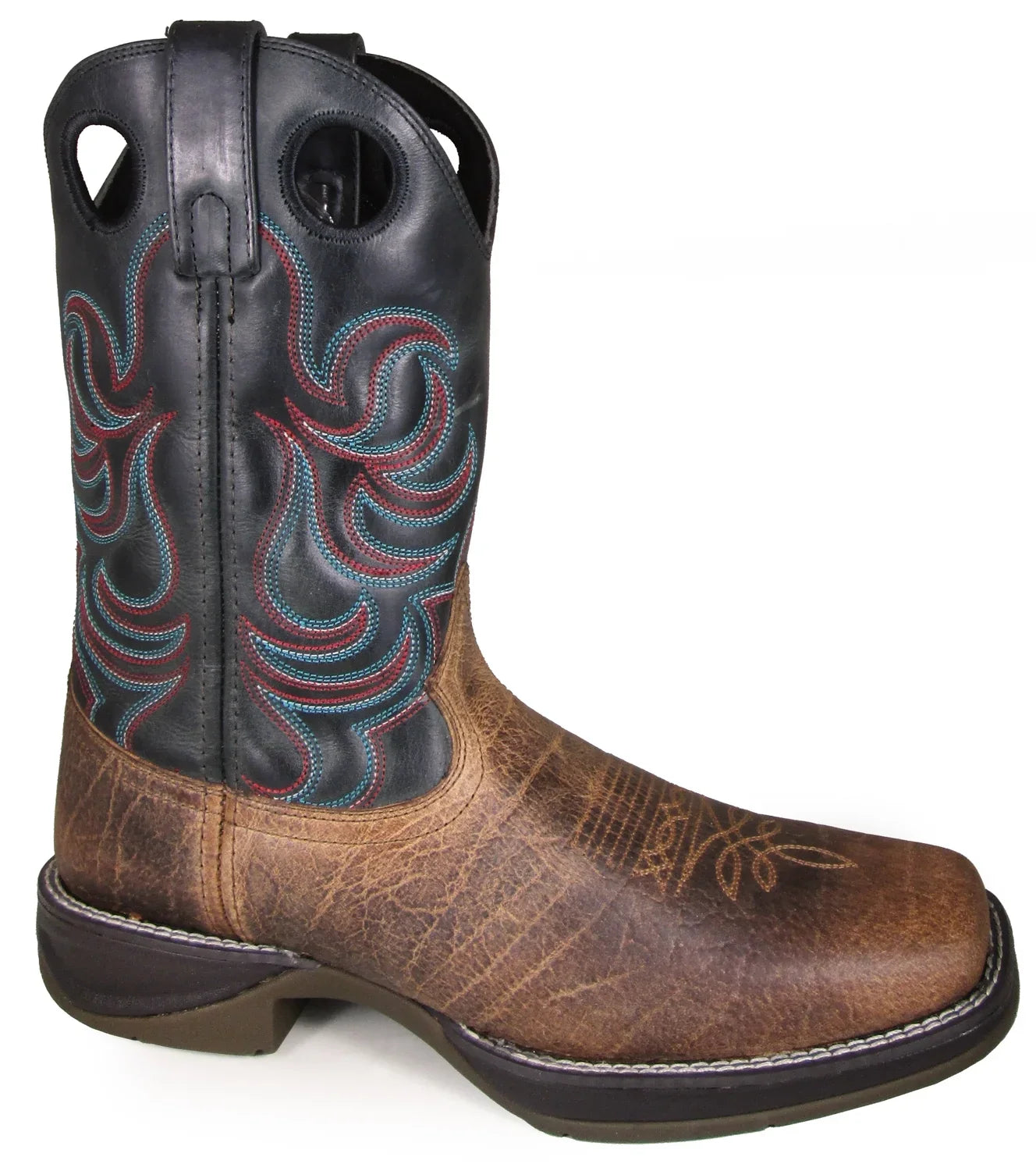 Smoky Mountain Mens Benton Brown/Black Leather Cowboy Boots 11D