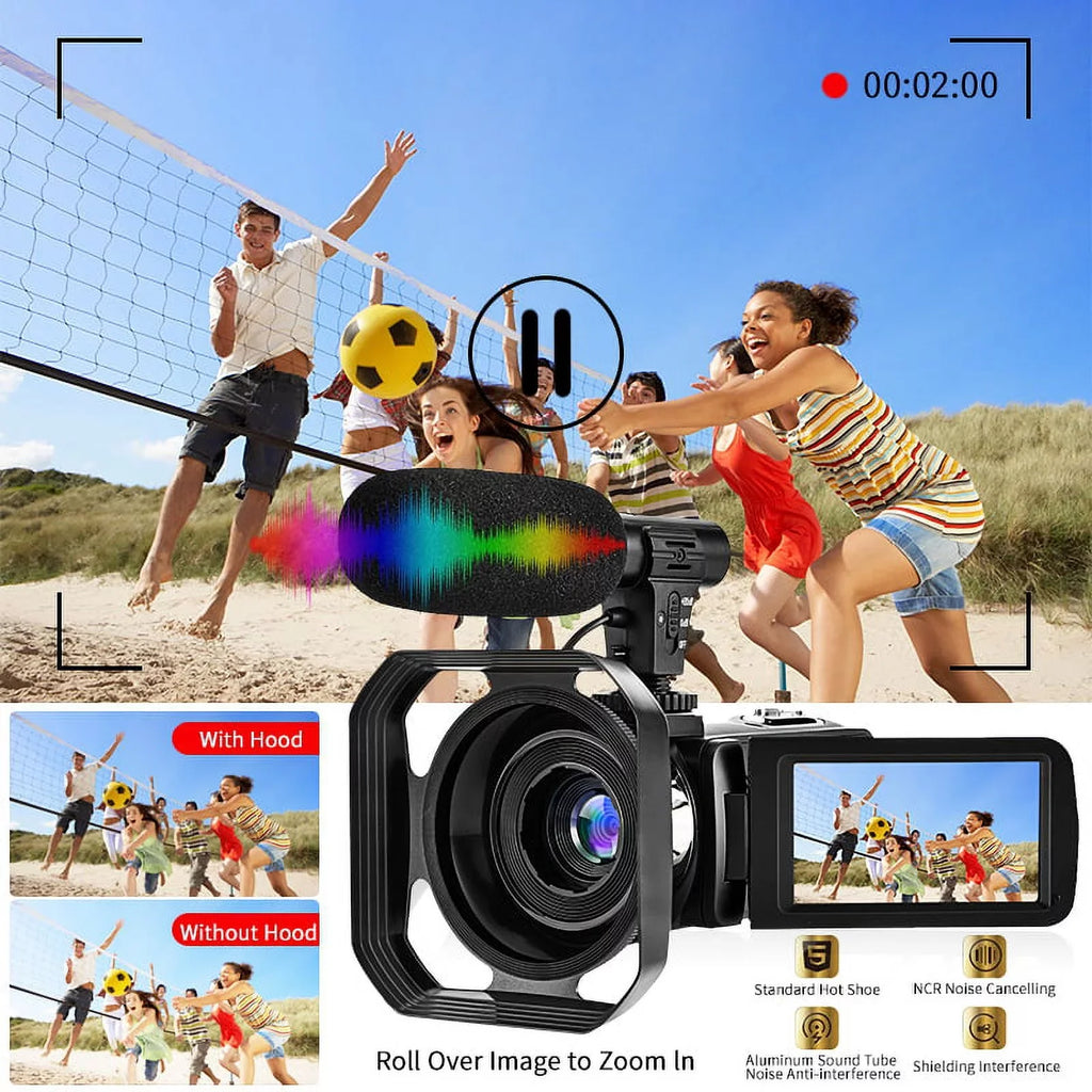 4K Camcorder Vlogging Camera for Youtube Ultra HD 48MP Video Camera with Microphone & Remote Control Wifi Digital Camera 3.0" IPS Touch Screen