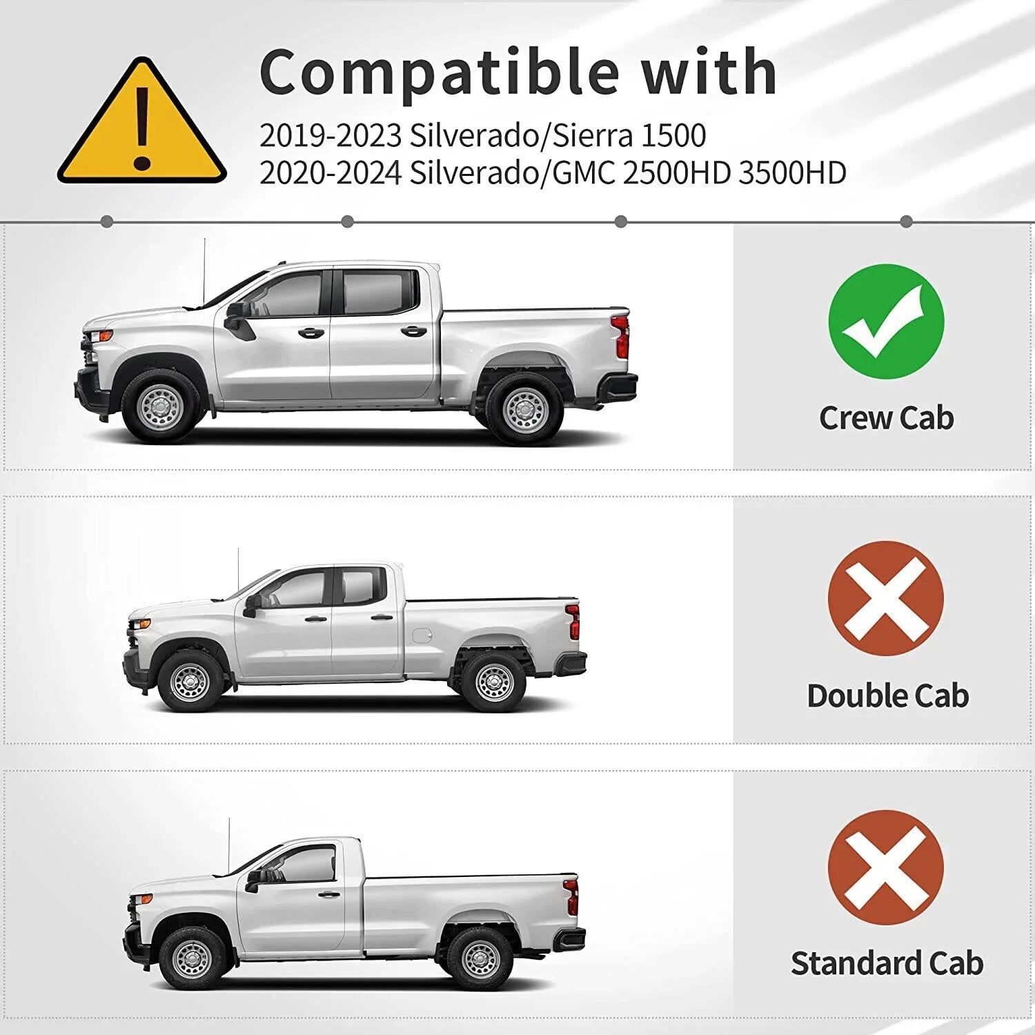 Ledkingdomus 6 inch Running Boards Suitable with 2019-2024 Silverado/Sierra 1500 Crew Cab Side Step Nerf Bars