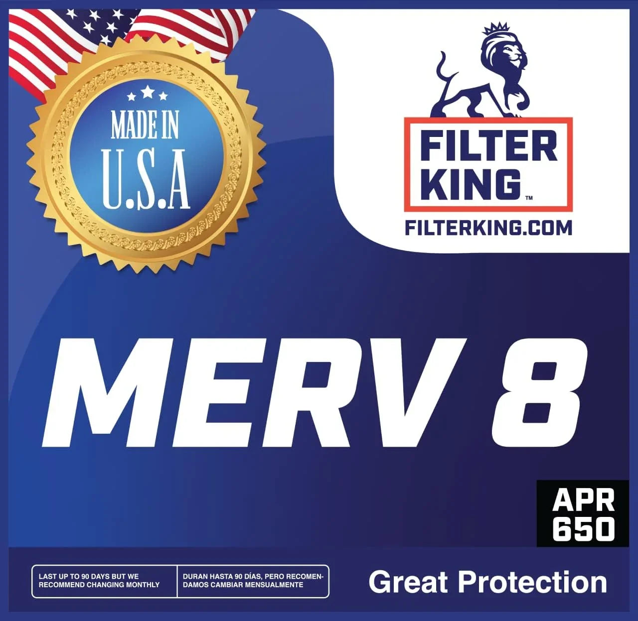 Filter King 37x42.5x1a Air Filter | 4-PACK | MERV 8 HVAC Pleated A/C Furnace Filters | MADE IN USA | Actual Size: 37 x 42.5 x .75"