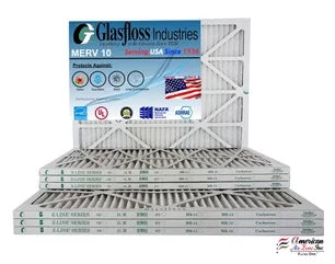 Glasfloss 18x25x1 - MERV 10 -Qty:12 - Furnace Air Filter - Made in USA (Actual Size: 17.5 x 24.5x7/8 inch)