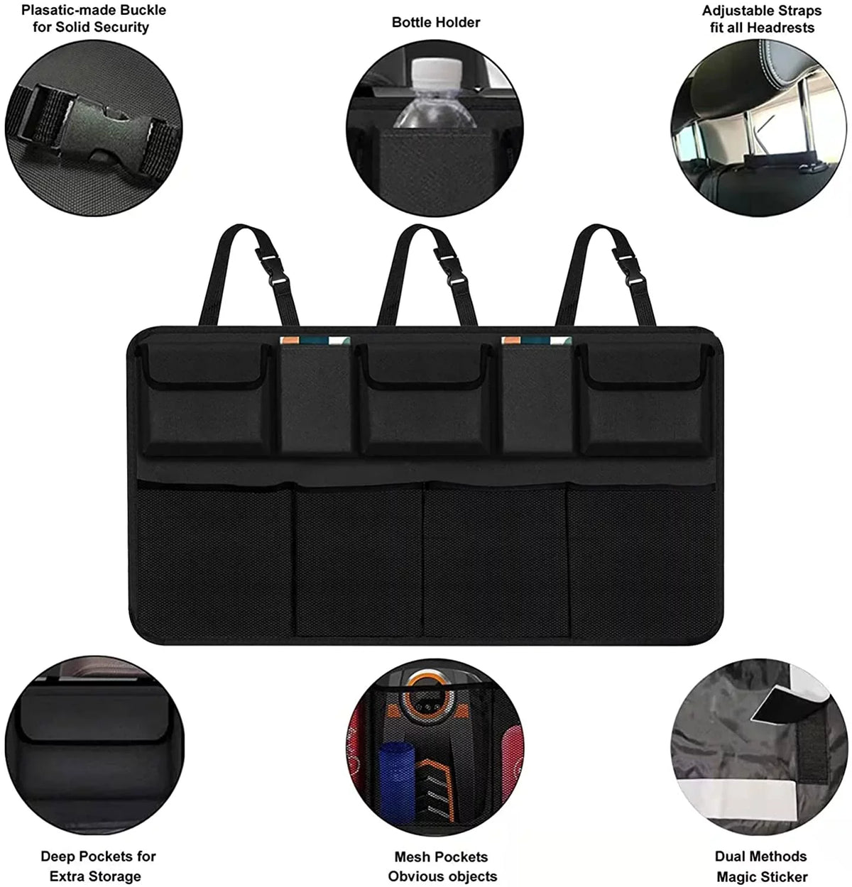 Car Trunk Organizer, Backseat Hanging Organizer with 9 Large Storage Bag Super Capacity -Trunk Organizer for SUV,Truck,V